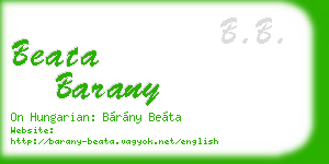 beata barany business card